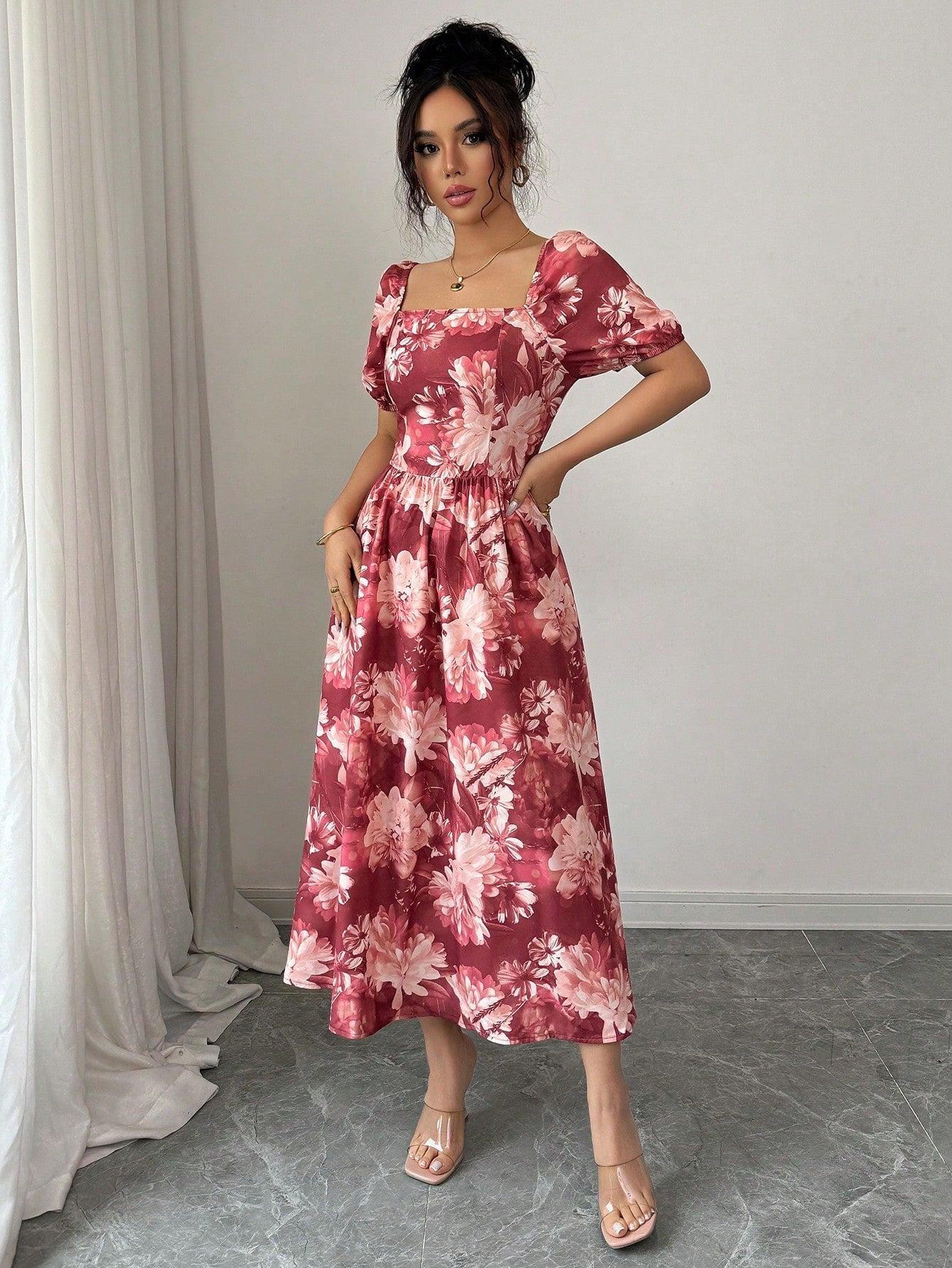 Romantic Floral A-Line Dress