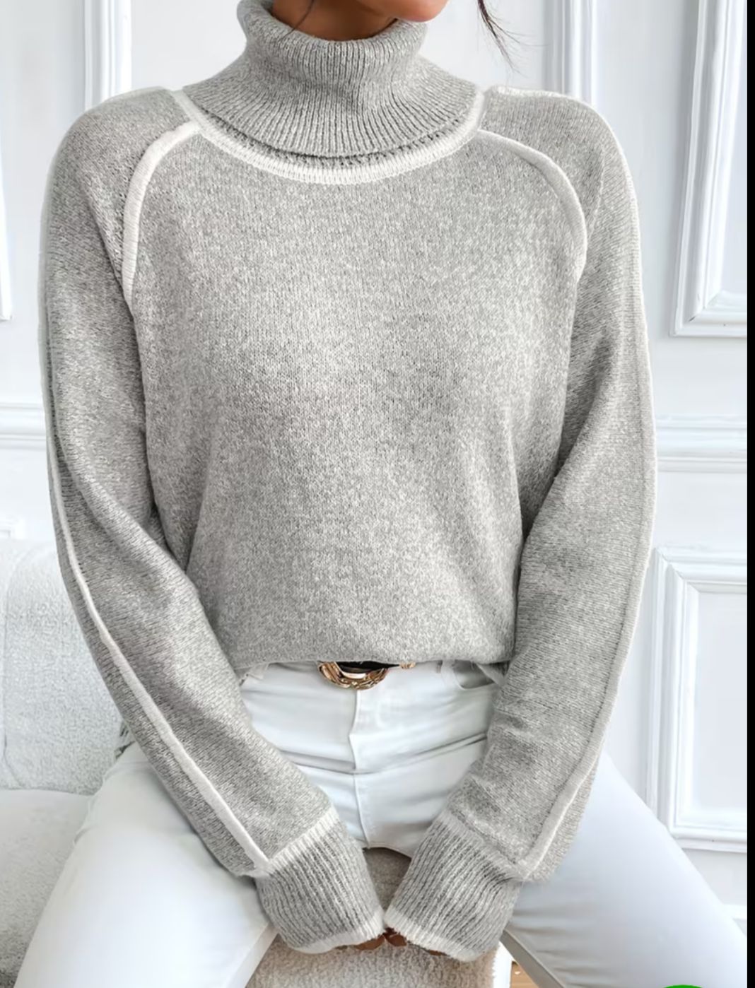 Women’s Contrast Trim Turtleneck Sweater