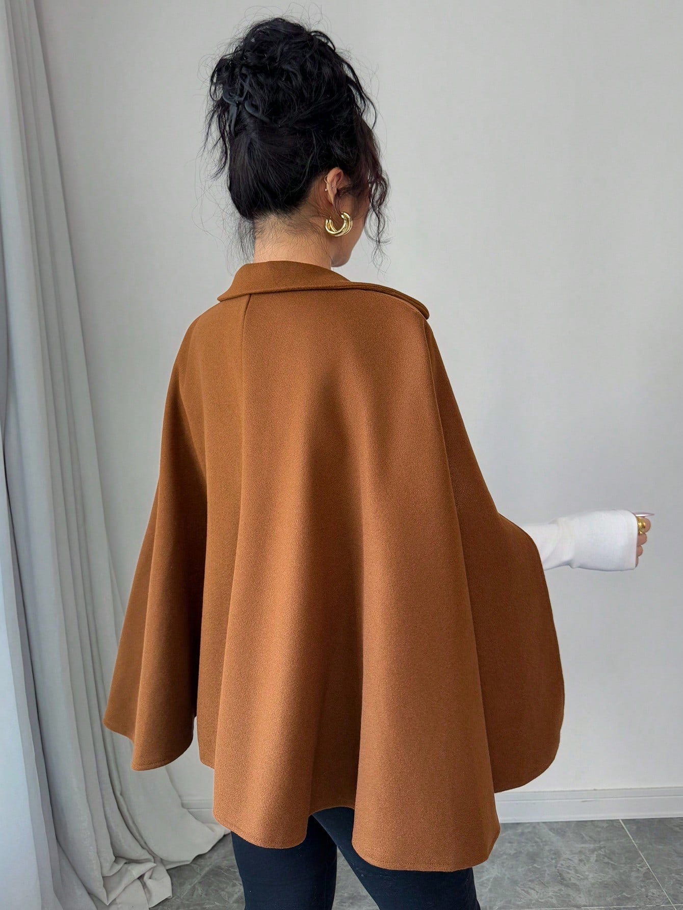 Elegant Coffee Capelet Jacket