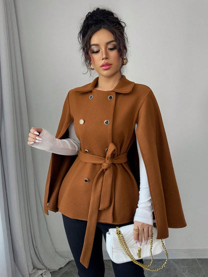 Elegant Coffee Capelet Jacket