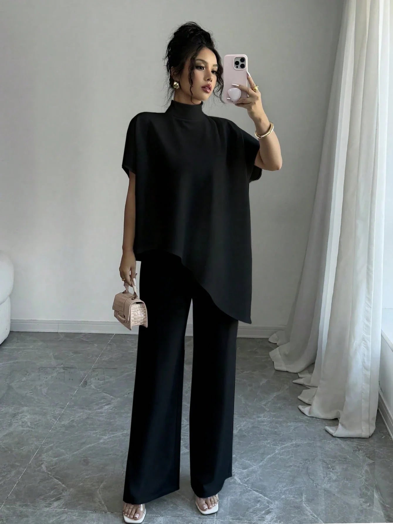 Asymmetrical Blouse & Pants Set