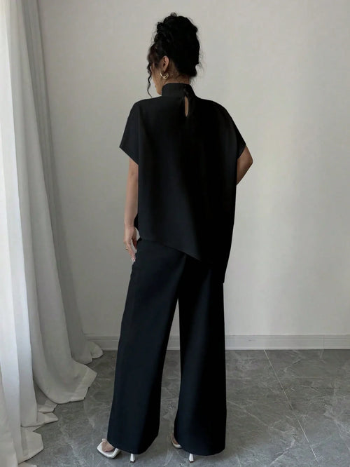 Asymmetrical Blouse & Pants Set