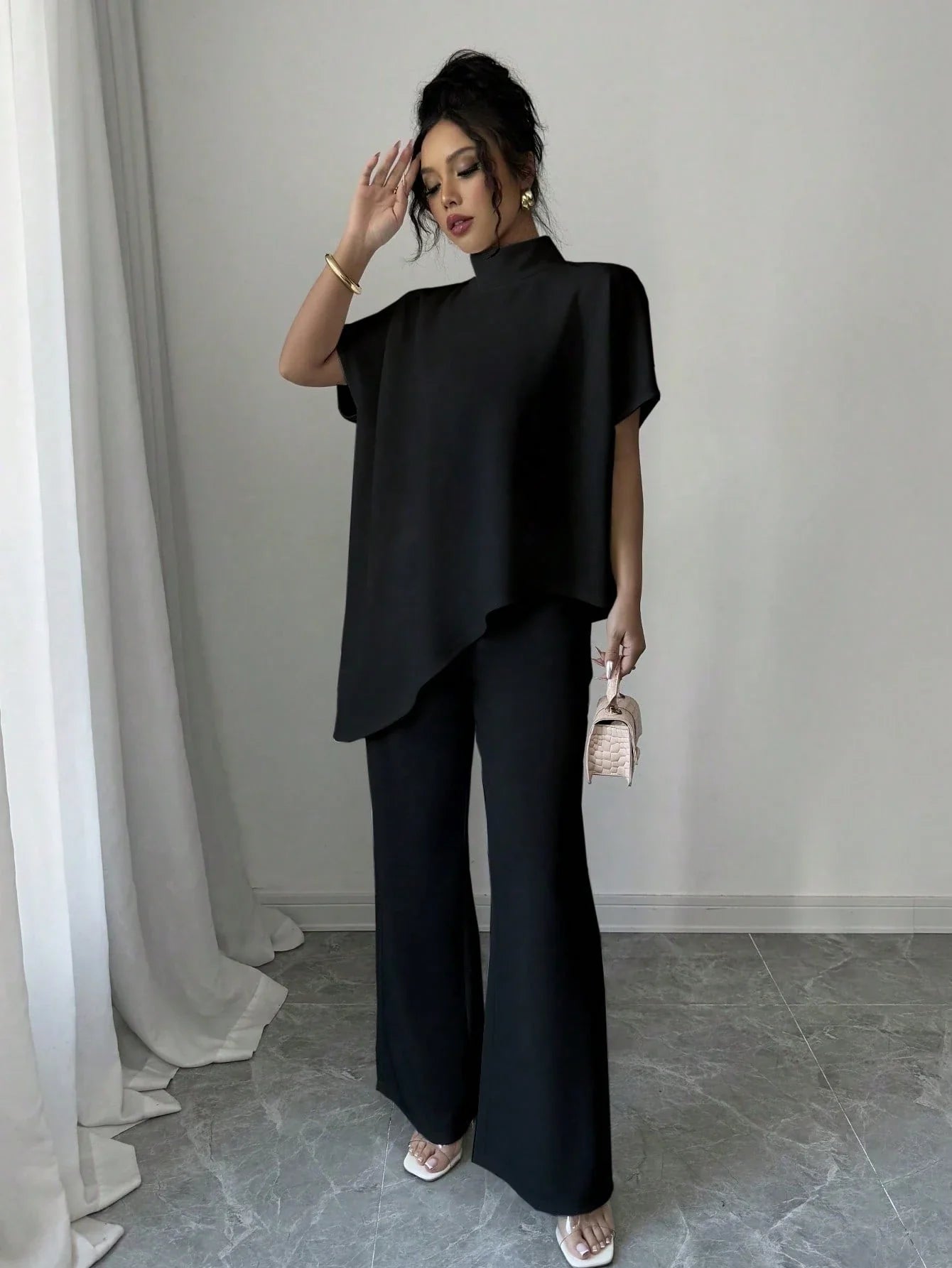 Asymmetrical Blouse & Pants Set