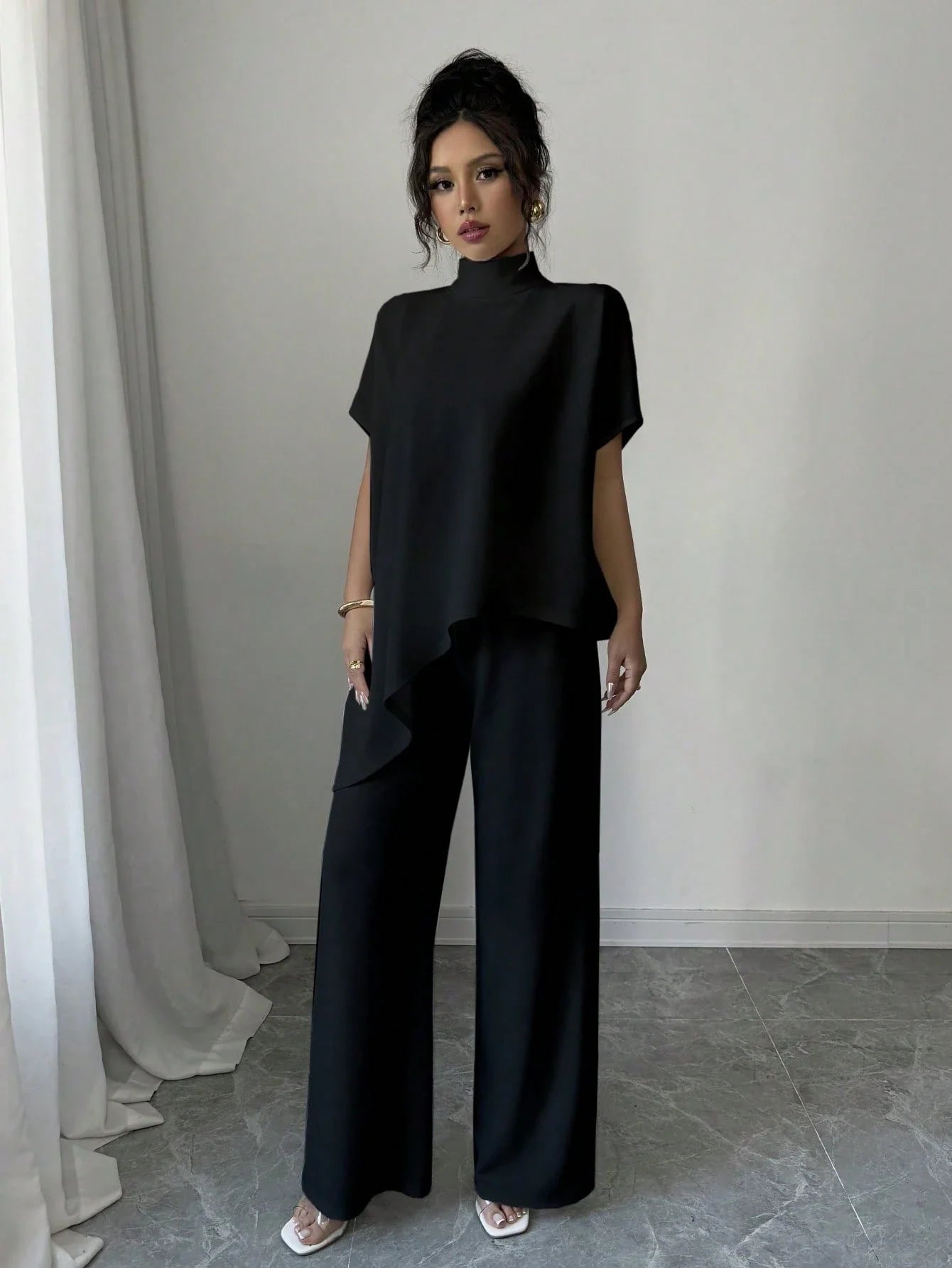Asymmetrical Blouse & Pants Set