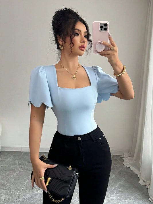 French Puff Sleeve Crop Top