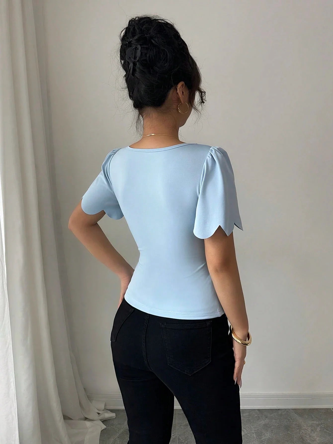 French Puff Sleeve Crop Top