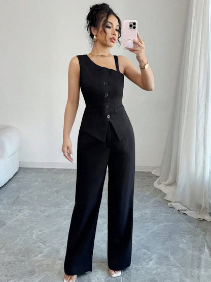 Sleeveless Waistcoat & Straight Pants Set