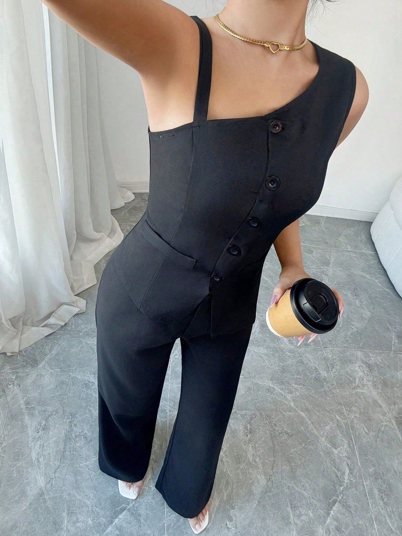 Sleeveless Waistcoat & Straight Pants Set