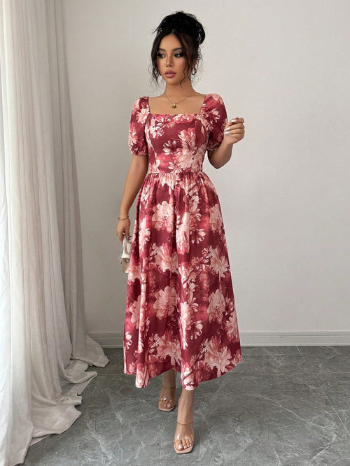 Romantic Floral A-Line Dress