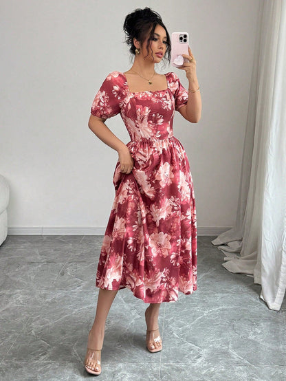 Romantic Floral A-Line Dress