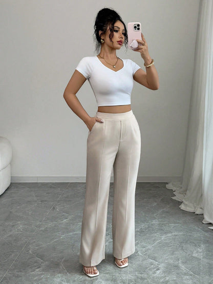 Casual Flared Office Trousers