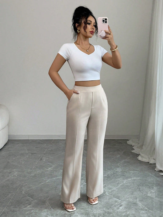 Casual Flared Office Trousers