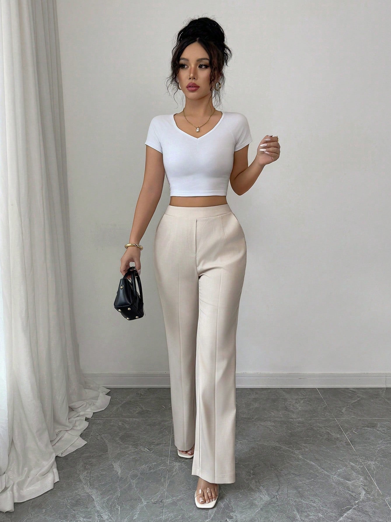 Casual Flared Office Trousers