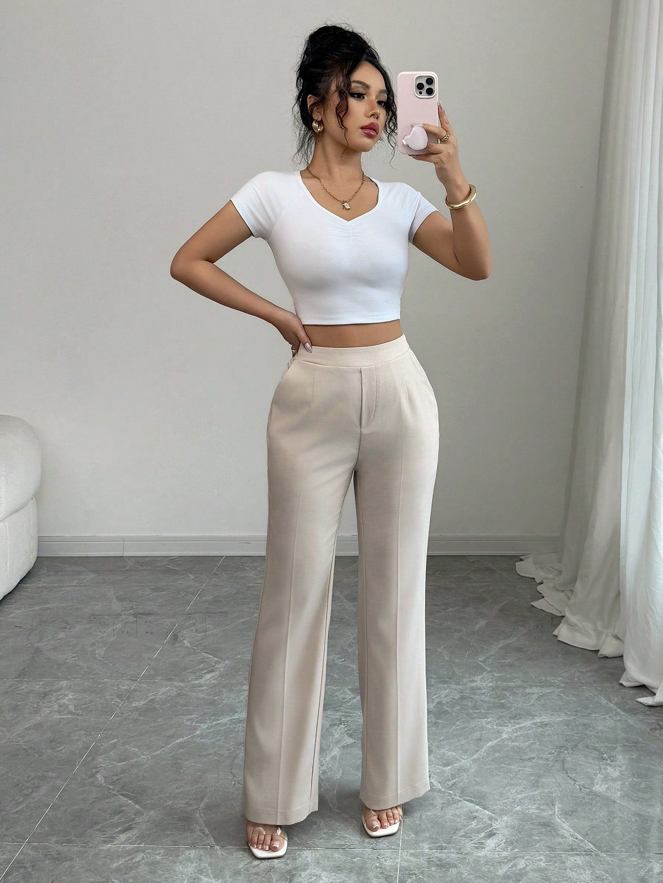 Casual Flared Office Trousers