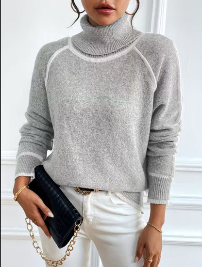 Women’s Contrast Trim Turtleneck Sweater