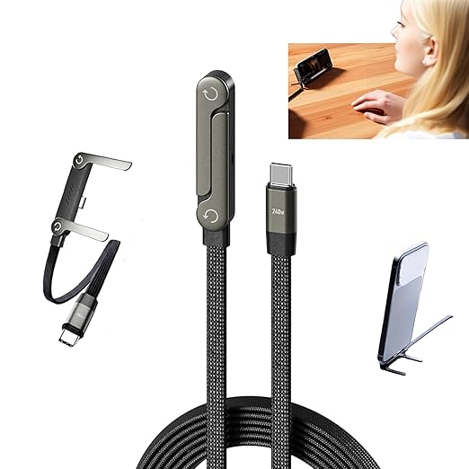 2-in-1 Type-C 240W Fast Charge Cable with Adjustable Stand (1PC)