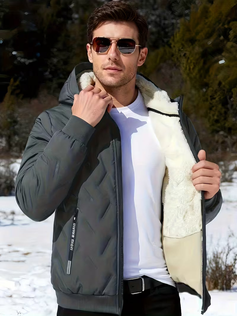 Men’s Hooded Fleece Jacket – Warm & Windproof