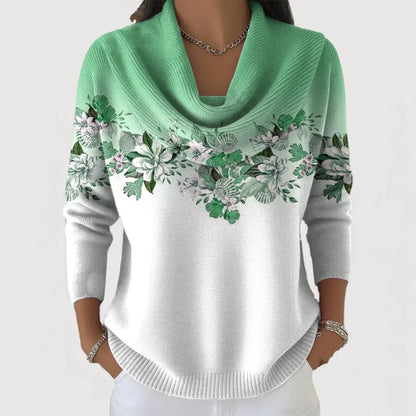 Women’s Floral Border Cowl Neck Jumper