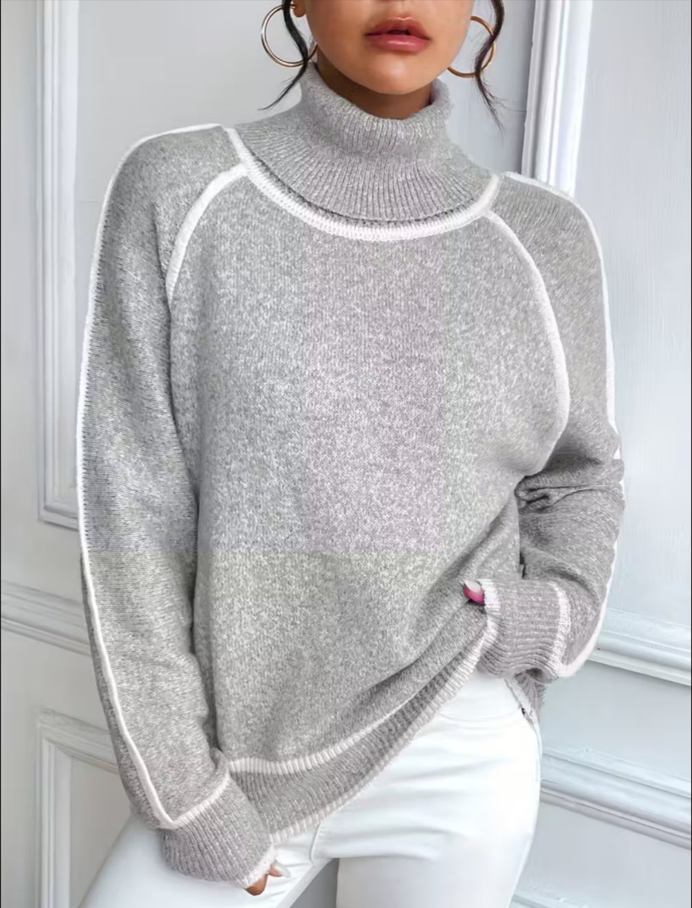 Women’s Contrast Trim Turtleneck Sweater