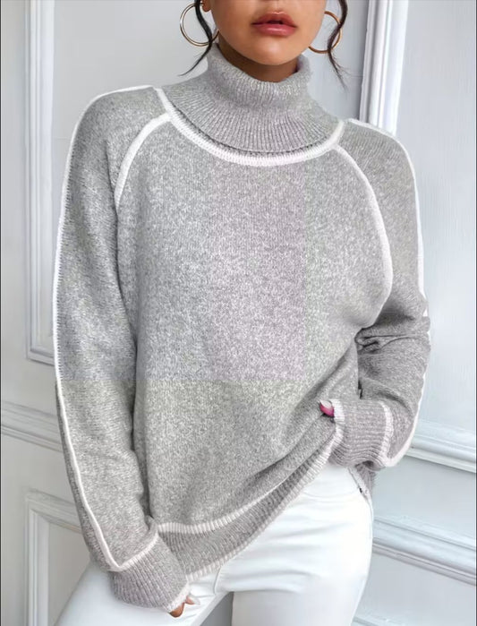 Women’s Contrast Trim Turtleneck Sweater