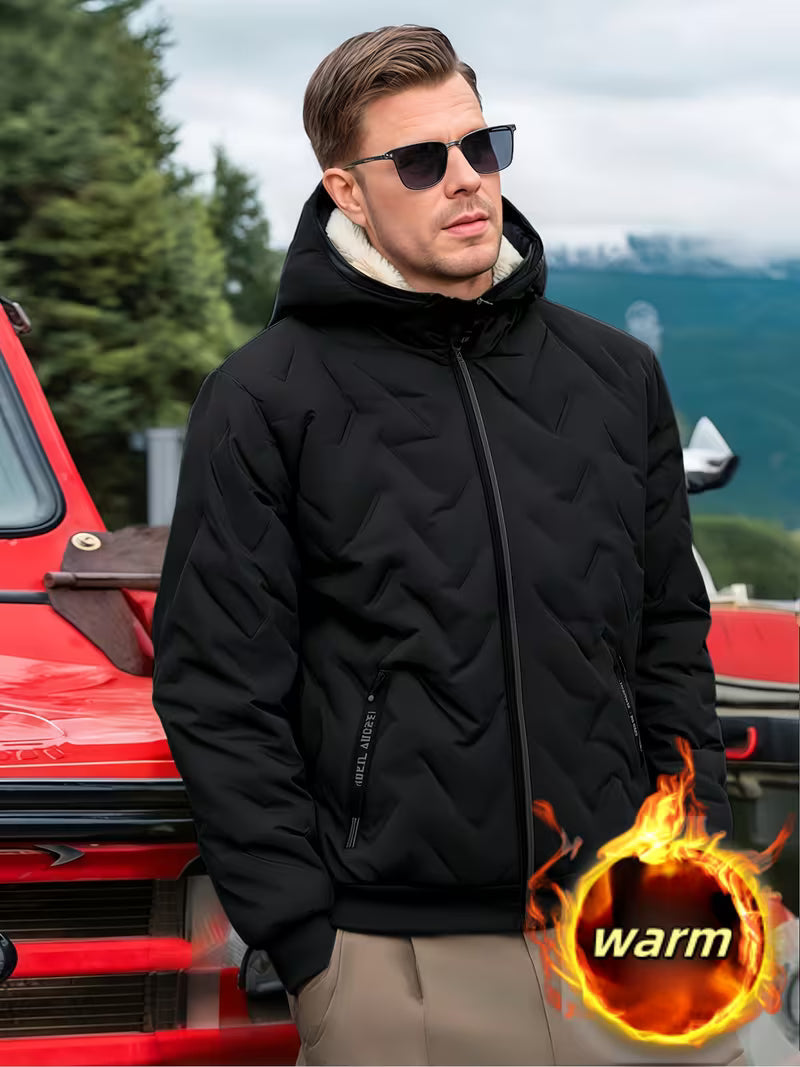 Men’s Hooded Fleece Jacket – Warm & Windproof