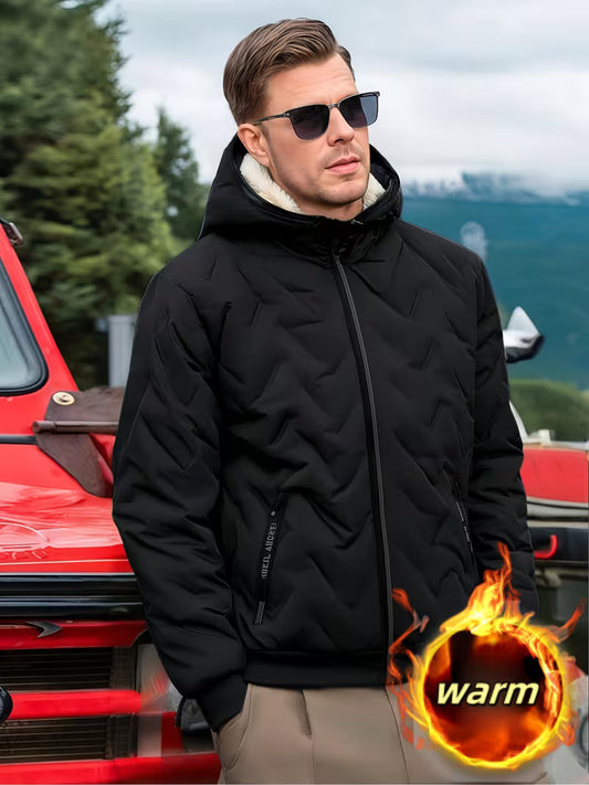 Men’s Hooded Fleece Jacket – Warm & Windproof