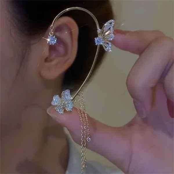 Butterfly Tassel Zircon Drop Earrings