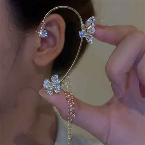 Butterfly Tassel Zircon Drop Earrings