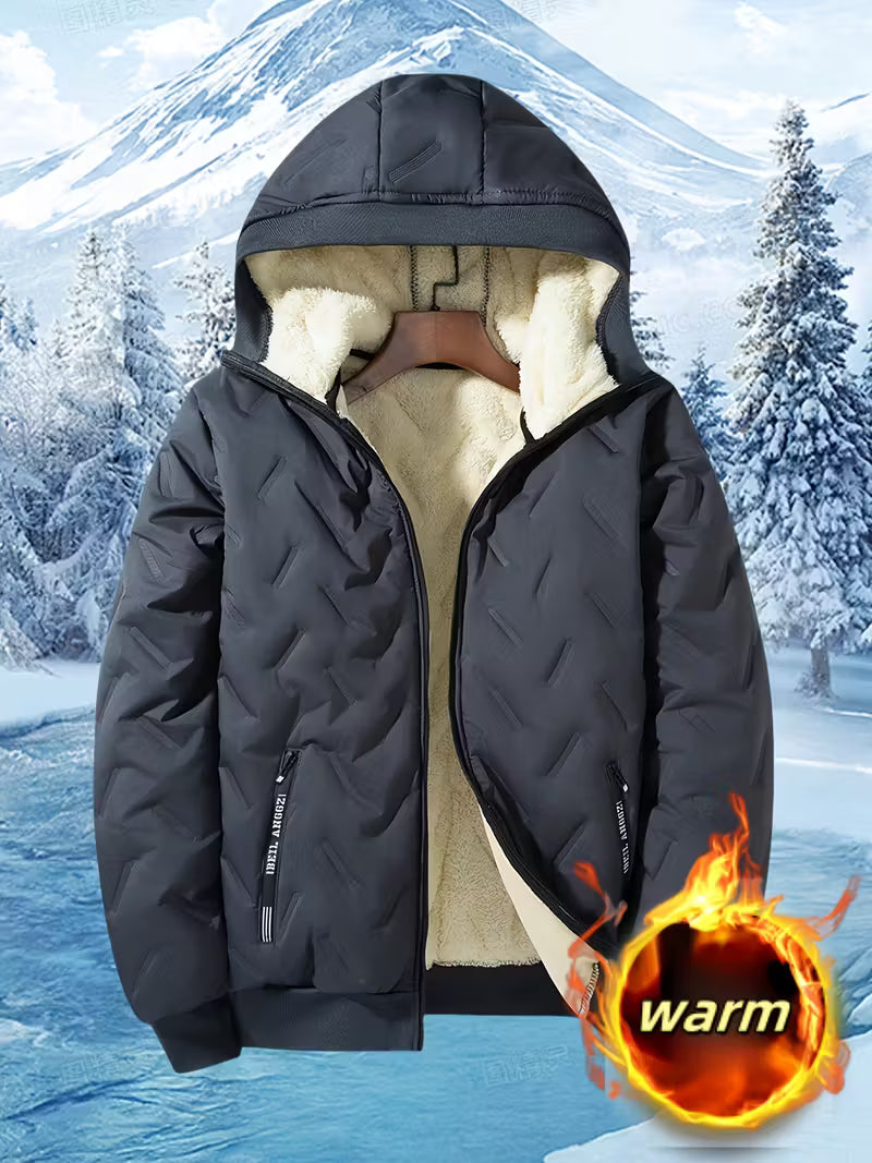Men’s Hooded Fleece Jacket – Warm & Windproof