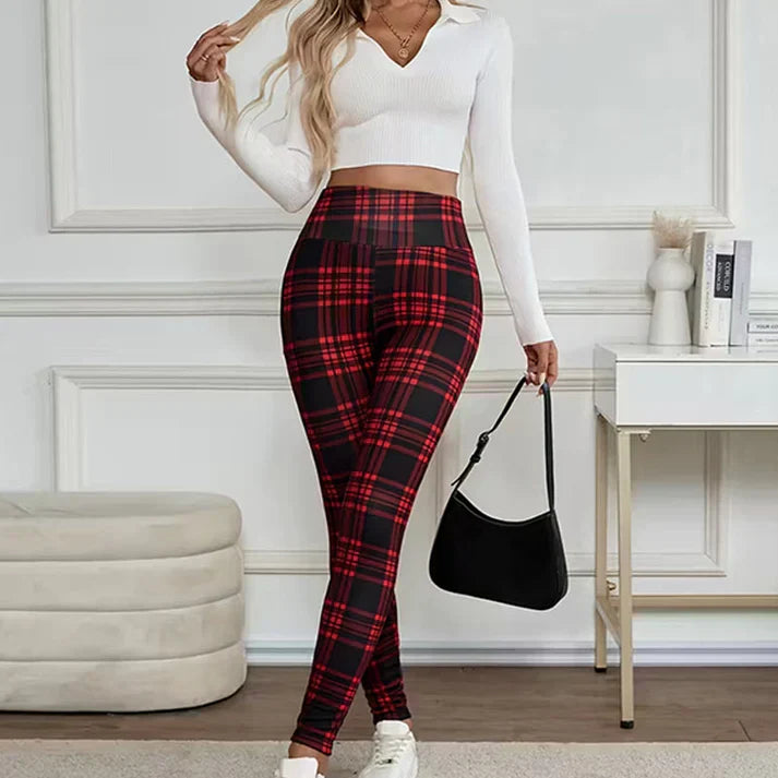 Women’s Fleece-Lined Checkered Leggings